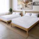 Utopia Bedding 2 Pack Quilted Fitted Mattress Pad, Twin Size, Elastic Fitted Mattress Topper Protector and Cover with Deep Pocket Stretches up to 16 Inches, Machine Washable (White)