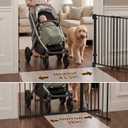 Mumeasy 36" Tall Baby Gate for Stairs, 29.5-43.3" Expandable Hardware Mounted (Drill Needed), Removable No Bottom Bar Dog Gate, Auto Close Wide Walk Thru Safety Gate for Doorways, Pets& Toddlers,Black