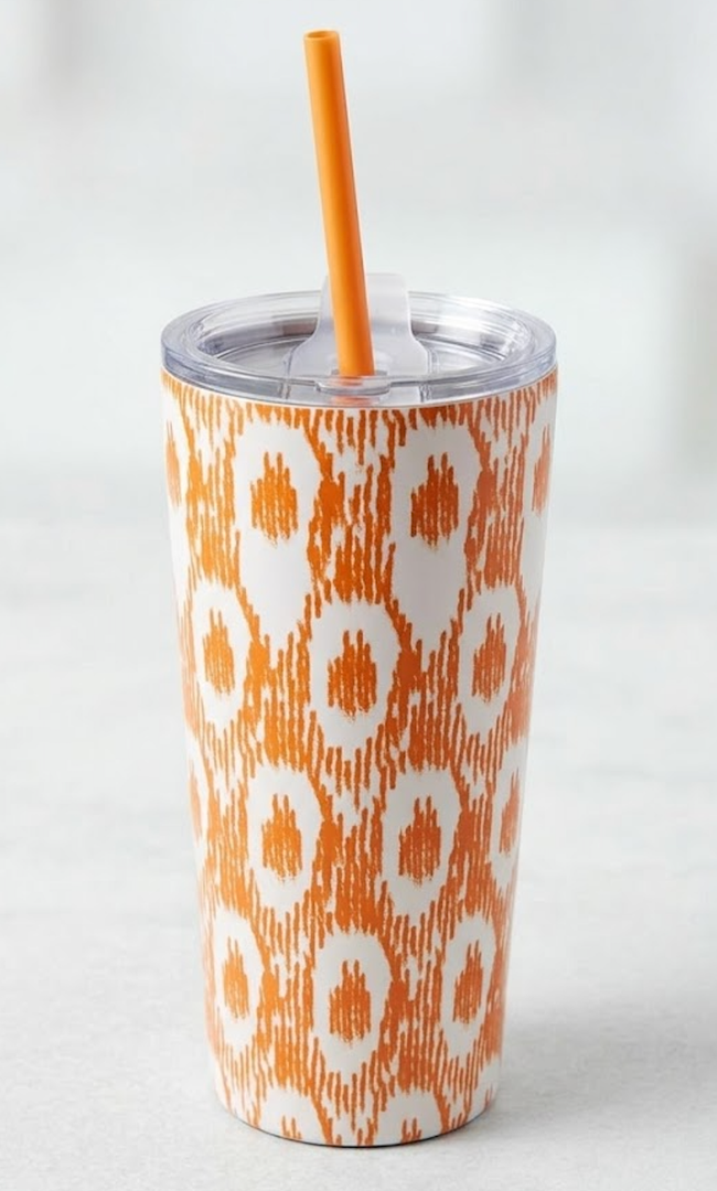 24oz Insulated Straw Tumbler Keeps Drinks Hot & Cold, Orange