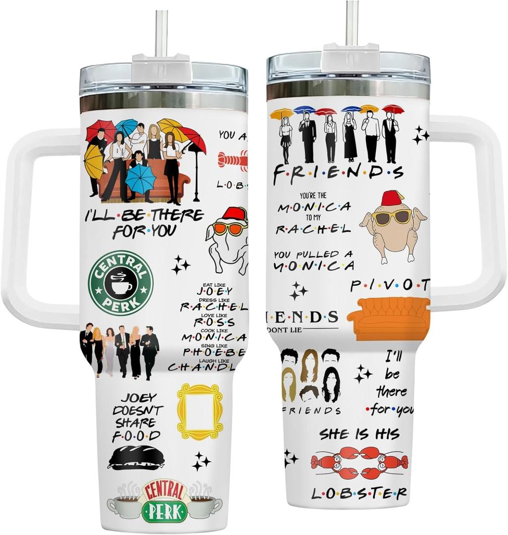 Christmas Gifts for Men Women, Friendship 40oz Tumbler with Handle, Funny Movie Character Travel Cup, Birthday Gifts for Movie Lover (40oz - New Version)