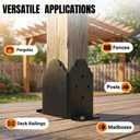 4x4 Post Base 8 Pack, Heavy Duty Steel Post Bracket (3.6"x3.6" Inner Size), Powder Coated Wood Post Anchor with Bottom Drain Holes for Pergola Fence Deck Mailbox, Black