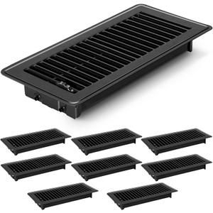 8 PCS Floor Vents Floor Registers 4x10 inch, Heavy Duty Metal Heat Air Vent Covers 4 X 10 with Rust Proof Finish for Home Office Wall Floor Registers Grilles & Vents (8, Black, 4x10 Inches)