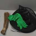 4 Pcs Halloween Witch Costume Set, Cosplay Kit with Witch Hat, Green Gloves, Broom & Glasses Wicked Party Costume for Women Lady