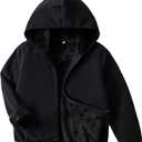 Kids Boys Girls Polar Fleece Jacket with Hood Toddler Outerwear Warm Autumn Winter Youth Coat 3-12Years (Black)