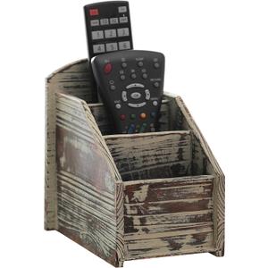 MyGift Rustic Torched Wood Remote Control Holder for Table with 3 Compartments, Living Room TV Media Organizer MyGift Rustic Torched Wood Remote Control Holder for Table with 3 Compartments, Living Room TV Media Organizer