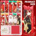 SilTriangle 50 Pack Christmas Wine Gift Bags Bulk with Tissue Papers and Tags Wine Bottle Wrap Bags with Handles for Xmas Holiday Gift Wrapping, 10 Designs, 14.2 x 4.7 x 3.5 Inches