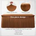 6 Packs Brown Spandex Tableclothes for 8 Foot Rectangle Tables, Wrinkle Free 8ft Fitted Table Cover Stretch Table Cloth Desk Skirt for Weddings Baby Shower Birthday Party Banquet Decorations