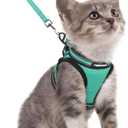 rabbitgoo Cat Harness and Leash Set for Walking Escape Proof, Adjustable Soft Kittens Vest with Reflective Strip for Cats, Comfortable Outdoor Vest,Green,S