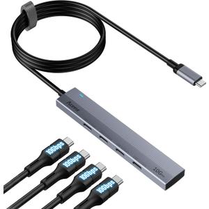 Aceele USB C Hub 10Gbps, 4 Port USB 3.2 Gen 2 Hub, USBC to USB-C Hub with 60cm/2ft Long Extension Cable, USBC Adapter Data Hub for MacBook Pro, MacBook, Samsung Chromebook and More