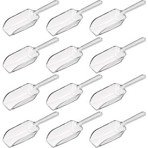 Giantree 12Pcs Clear Plastic Acrylic Kitchen Scoops, 4.3 Inch Multi Purpose Ice Scoop, Candy Scoops For Buffet, for Wedding Ice Cream Candy Dessert Buffet Protein Powders tea Flour Coffee Popcorn
