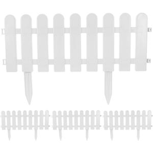 Toddmomy 4 Sets White Plastic Garden Fence with Stakes, Decorative Picket Fence Edging for Lawn Flowerbeds Plant Borders Yard Patio Landscaping, 19.7x7.9in