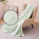 Amazon Basics Striped Cooling Blanket for Hot Sleepers, Reversible Lightweight Thin Throw Blanket for Bed, Couch and Sofa, King (90" x 108"), Aloe Green Striped