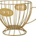 Coffee Pod Holder,Large K Cup & Capsule Organizer, Coffee Capsule Basket, Metal Coffee Bar Organizer for Kitchen Dinning Room Office Home Cafe Hotel (Gold)