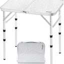 Folding Camping Table 2ft Portable Pinic Table Adjustable Height Small Card Table Aluminum Foldable Lightweight with Carry Handle for Outdoor Indoor Hiking Camp BBQ Beach (24"l X 16"w)