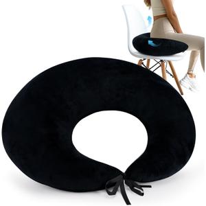 BBL Pillow After Surgery for Butt Sleeping Sitting, Driving Donut Hemorrhoid Pillow, Seat Support Hip Cushion, Cotton BBL Post Surgery Recovery Must Haves (Upgraded) (Black)