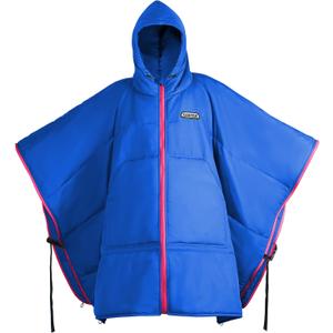 Camping Wearable Blanket, Large Hooded Poncho Windproof & Water-Repellent, 75 x 55 inch, Warm & Portable, for Outdoor, Sports, Concerts, Travel, Picnic, Car, Gift (Blue)
