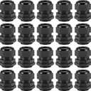 uxcell M32x1.5 Cable Gland 16mm-21mm Wire Hole Waterproof Nylon Joint Adjustable Locknut with Washer Black 20pcs