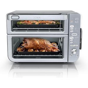 Ninja Air Fryer & Toaster Oven Combo with Thermometer| Double Stack XL | 12-in-1 | Smart Finish & DualZone Technology Cook 2 Meals at Once | Air Fry, Bake, Broil, Reheat | Stainless Steel | DCT651