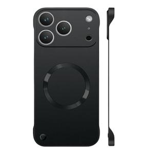 YAOZOCASE for iPhone Case,Luxury Magnetic Metal Gloss Matte Ultra Thin Frameless,Compatible with Magsafe Slim Hard PC Protection Shockproof Phone Case (Black,iPhone 17 Pro Max)