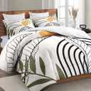 WeCozy Twin Size Comforter Set with Pillowcase, Mid Century Leaf 2 Pcs Bedding for Kids and Adults, Summer Green Geometric Soft Comforter Set for Bedroom Bed Decor