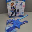 Guitar and Microphone Play Set for Boys New Upgrade, Karaoke Machine with Music & Light, Microphone Toys with Stand, Adjustable Height Guitar Toys for Kids, Toddlers, Child (blue)