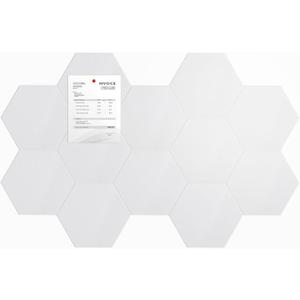 Cork Boards for Walls, Bulletin Board 12 Pack 13.8"x11.8"x0.35" Felt Wall Tiles with Safe Removable AdhesiveCork Boards for Office Felt Board Pin Board Tack Board Cork Tiles (Large Hexagon 12 Pack, White)