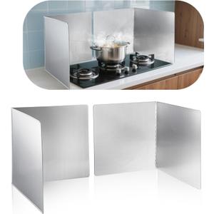 2 Pcs Splatter Guard Grease Splatter Screens Stainless Steel 2 Sided Foldable Splash Metal Panel Backsplash Protector for Cooking