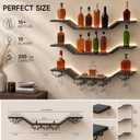 31.5" Wall Mounted Wine Rack with LED, 3-Tier Floating Bar Shelves