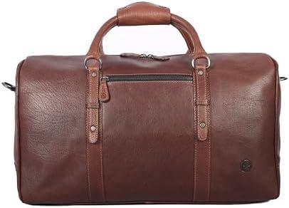Leather Duffel Bag for Men & Women Travel, Weekend, Overnight, Gym Bag, Brown