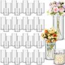 Nuogo 48 Pcs Plastic Cylinder Vases Tall Plastic Flower Vases for Centerpieces Hurricane Candle Holder for Home Wedding Office Party Formal Dinners Decorations (4''/6''/8'')