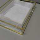 Jetec 3 Pieces Mirror Glass Vanity Tray Gold Ornate Makeup Tray Metal Vintage Octagonal Perfume Dresser Trays for Dresser Bedroom Bathroom Hotel, 3 Sizes