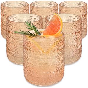 Kate Aspen Rose Gold Hobnail Beaded Drinking Glasses Set of 6-10 oz Vintage Glassware Set Cocktail Glass Set, Juice Glass, Water Cups | Makes A Great Hostess Gift or Gift for New Home Owners