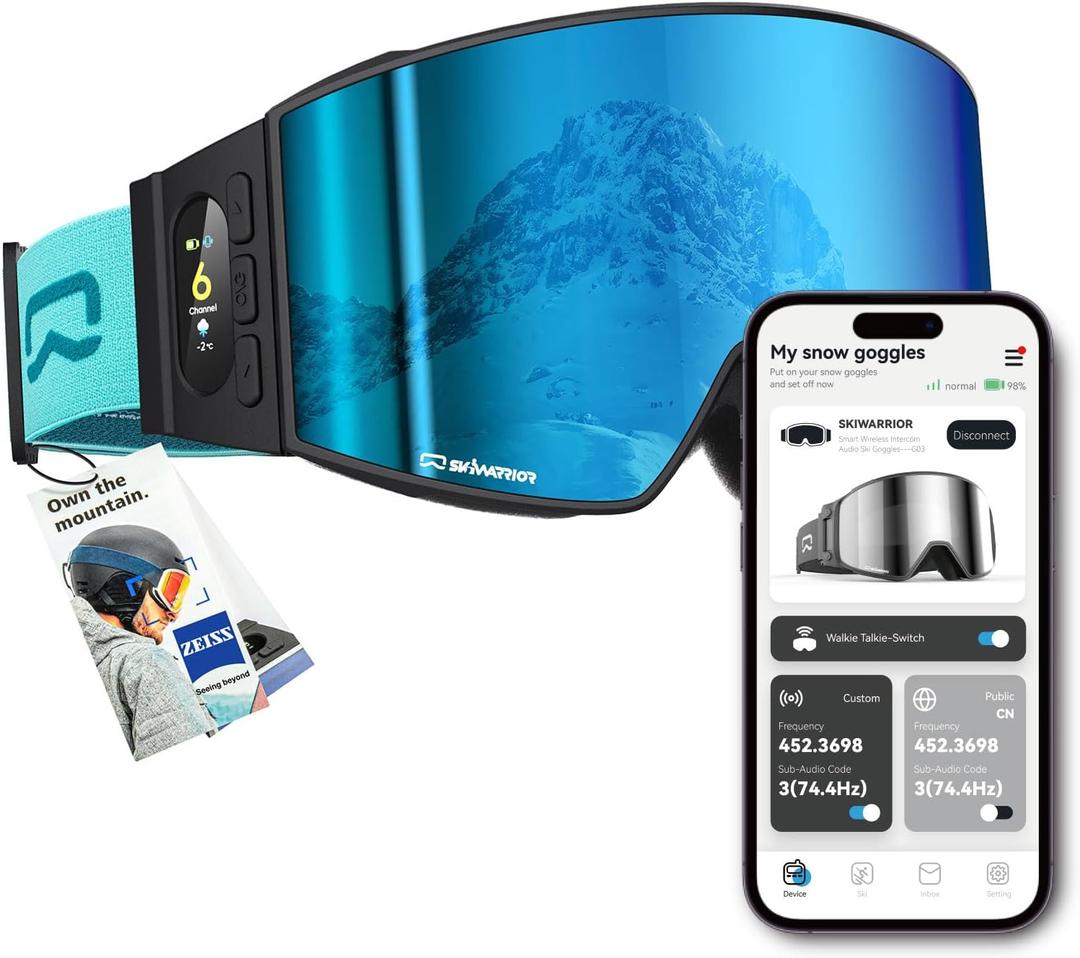 Multifunctional Smart Bluetooth Ski Goggles with Walkie-Talkie, Anti-Fog Zeiss Lens, Music & Call Function