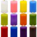 12 Pack 2x3 Inch Pillar Candles, Unscented Column Candles for Home Restaurants Spa Church Weddings, Smokeless Dripless and Clean Burning Emergency Candle - Mult Color