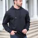 Men's Casual Pullover Hoodies Long Sleeve Knitted Hooded Sweatshirts Black, 2XL