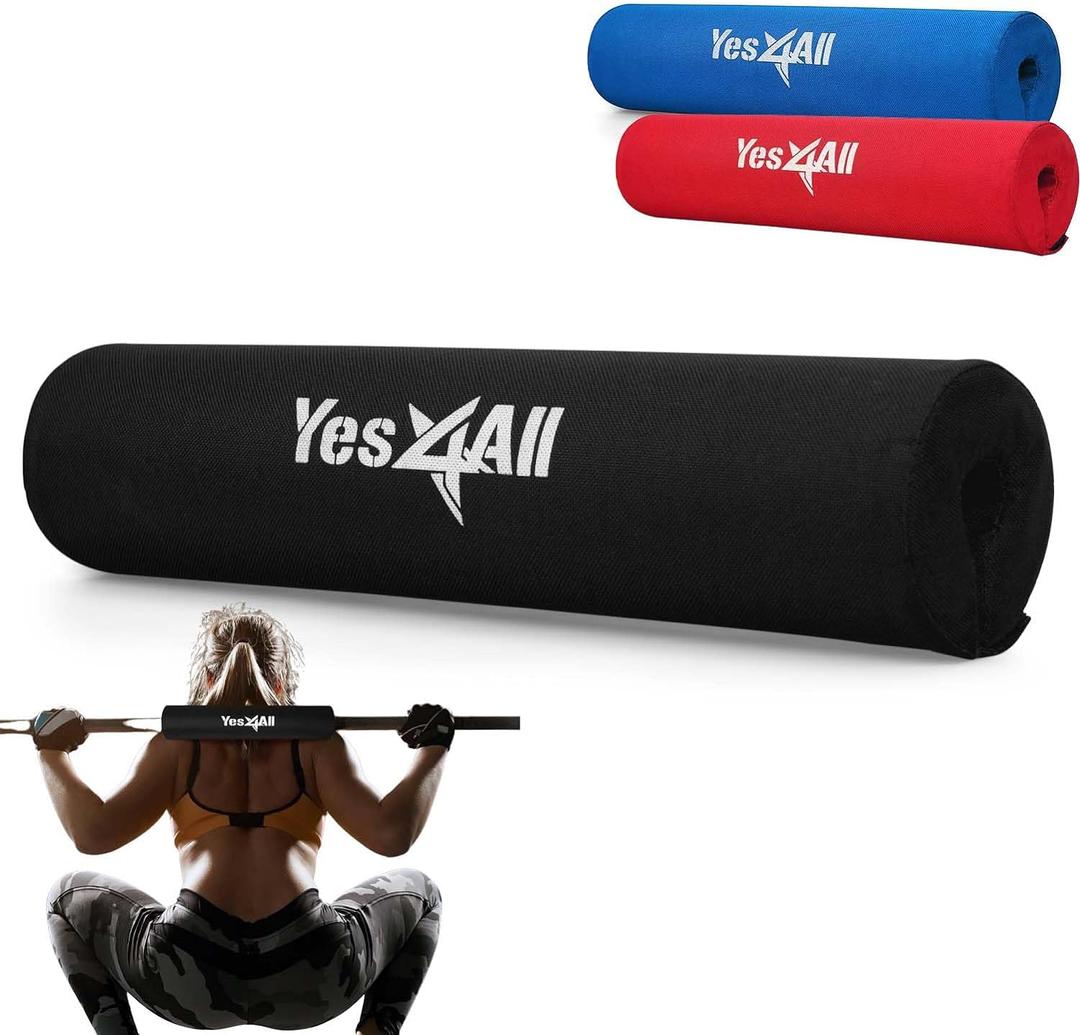 Yes4All Barbell Thick Foam Nylon Pad, Neck Shoulder Protective Pad For Lunges, Squats And Hip Thrust Fit Standard Olympic Bar (Black)