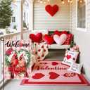 Valentines Day Love Birds Garden Flag 12x18 Inch Double Sided Small Flags, Vintage Red Cardinal Welcome Roses Yard Sign for Front Porch, Lawn, Yard, Outdoor Decor DF956