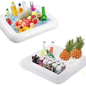 2PCS Inflatable Ice Serving Buffet Bar - BBQ Picnic Pool Party Supplies Buffet Salad Food & Drinks Tray for Party Picnic & Camping (23.6 inches)