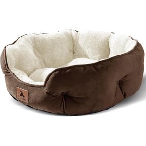 Asvin Small Dog Bed for Small Dogs, Cat Beds for Indoor Cats, Pet Bed for Puppy and Kitty, Extra Soft & Machine Washable with Anti-Slip & Water-Resistant Oxford Bottom, Brown, 20 inches