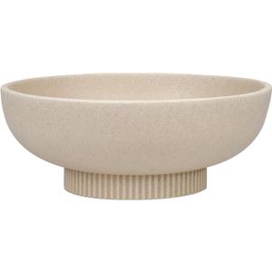 Deobath Large Resin Pedestal Decorative Bowl - Modern Handicraft Bowls for Home Decor - Fruit Bowl for Kitchen Counter - Key Bowl for Entryway Table, Artificial Stone Beige