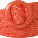 Women's Stretch Braided Belt Elastic Rattan Holeless O Ring Buckle Bohemian Summer Chunky Raffia Belt for Dress (Length 90 width 5.0 = S-XL)