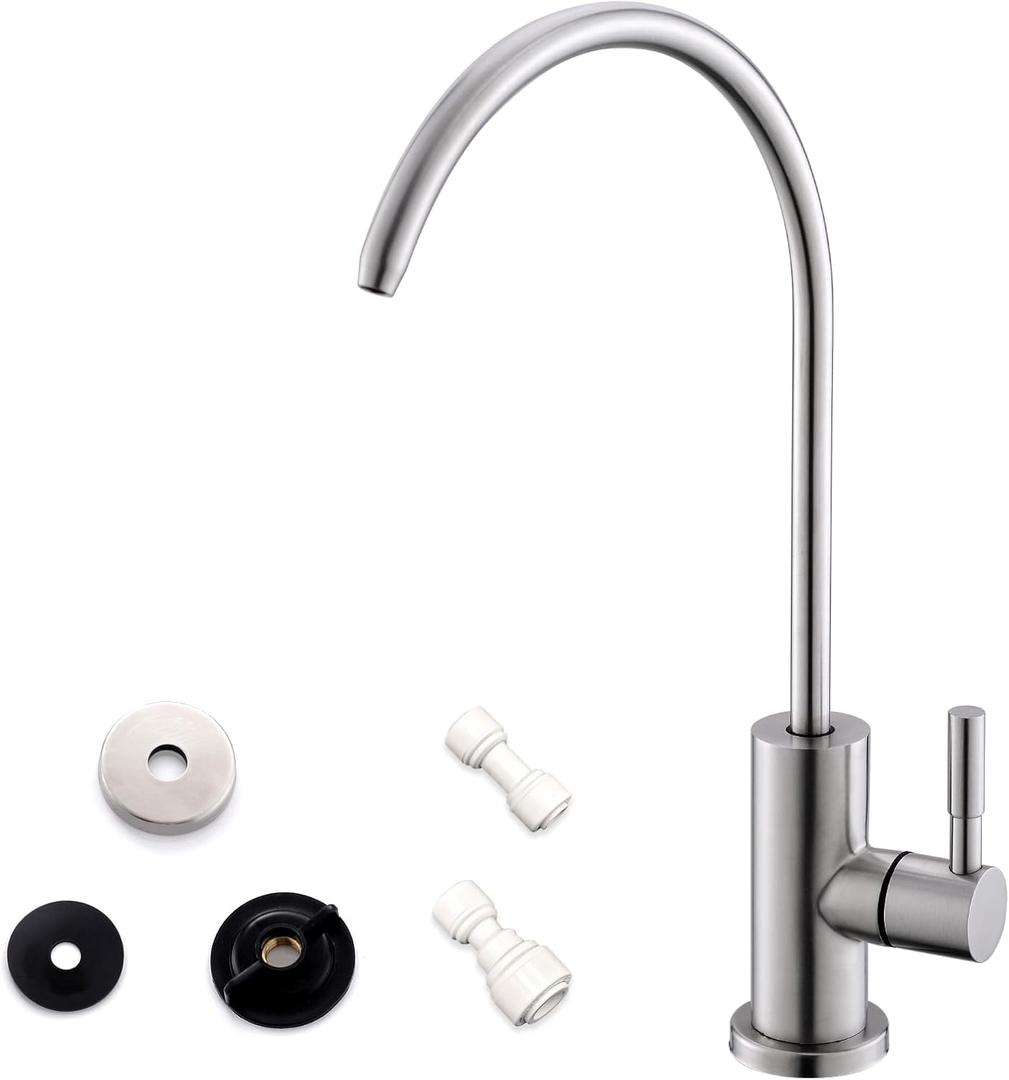 WEWE Drinking Water Faucet for Kitchen Sink, Kitchen Water Filter Faucet Stainless Steel for Reverse Osmosis or Water Filtration System Beverage Non-Air Gap RO Faucet Brushed Nickel Finish