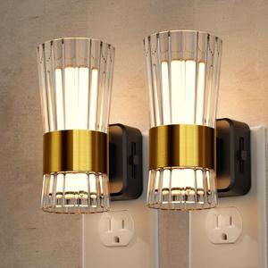 Night Light, Night Lights Plug into Wall, Soft White LED Nightlight for Kids, Adjustable Brightness 0-100LM, Dusk to Dawn Sensor, Soft Light for Bedroom, Hallway, Nursery, 2 Pack (Middle, Cream)