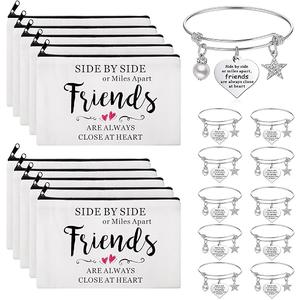 Abbylike 20 Pieces Friends Group Gifts Bulk for Women Friendship Bracelets Makeup Bags Friendsgiving Long Distance Present Party Favors for Friend Family Sister Birthday