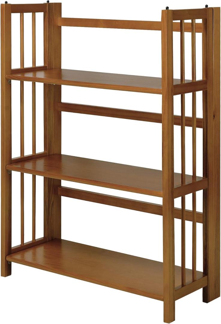 Casual Home 3-Shelf Stackable 27.5" Wide-Chestnut fold Bookcase