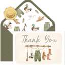 FYSUIMU 50 Pack Baby Shower Thank You Cards Green Baby Cloth Mallard Duck Note Cards with Envelopes Stickers Boxed Greeting Blank Card for Boy Birthday Supplies