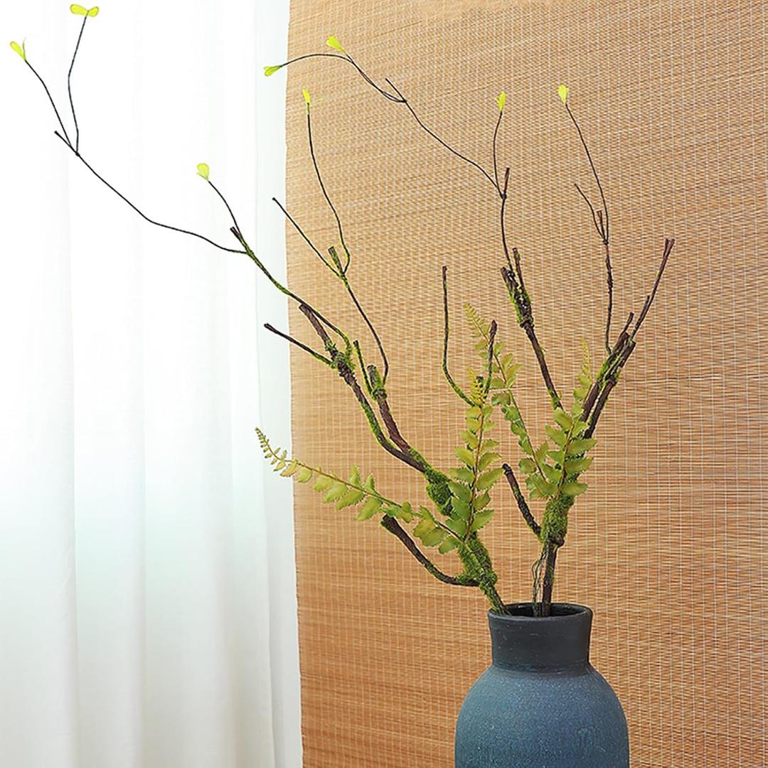 2pcs 40 inch Bendable Artificial Tree Cherry Blossom Branches Vines Twigs Limb Trunk Silk Moss Green Plants For Minimalist Decor Wall Hanging Vase Flower Arrangement Room Halloween Decoration