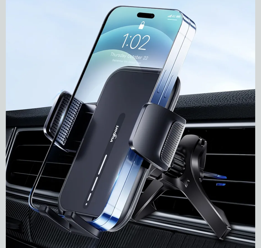volport Vent Phone Mount for Car, Hands Free Air Vent Clip Cellphone Holder with Deep Wide Clamp, Universal Automobile Cradle Fit for Mercedes Benz, Toyota RAV4, Thick Case iPhone Wallet Card Holder