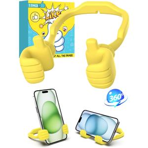 Mom Gifts for Mothers Day from Daughter Son Kids Cell Phone Stand: Upgrade Adjustable Thumbs Up Lazy Phone Holder for Desk Fun Birthday Gifts for Grandma Teens Girls Boys Adults Women Wife (Yellow)