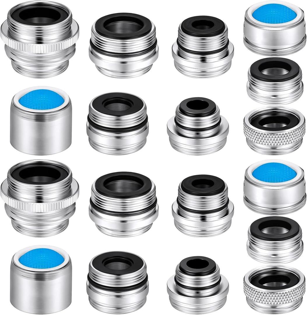 Honoson 18 Pcs Faucet Adapter Kit, brass Male and Female Sink Aerator Set Kitchen Sink Faucet Adapter to Connect Garden Hose, Water Filter, Standard Hose Via Diverter